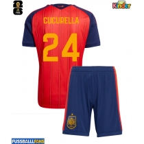 Spanien Marc Cucurella #24 Heimtrikotsatz Kinder WM 2026 Kurzarm (+ Kurze Hosen)
